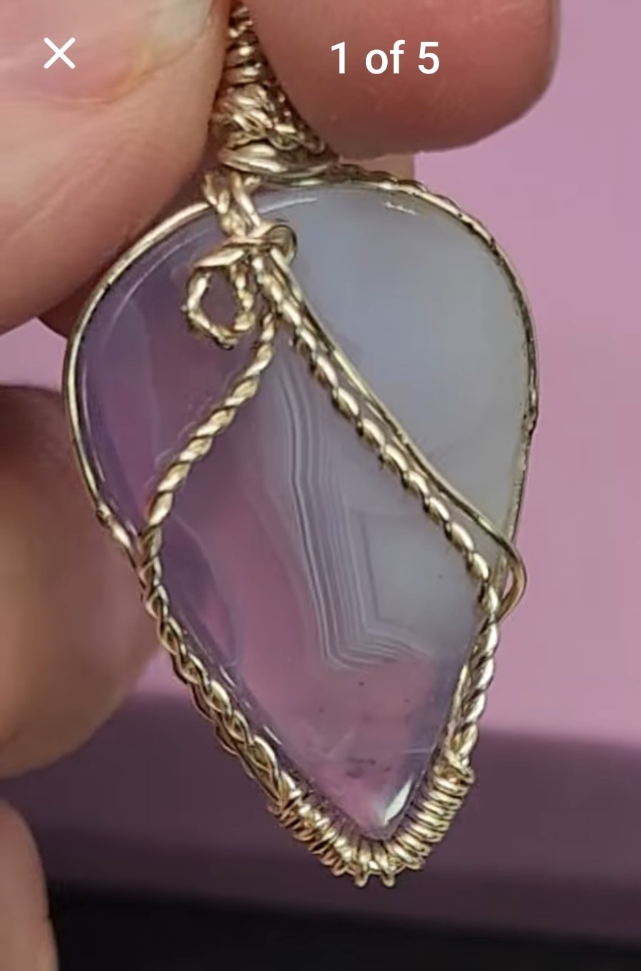 Handcrafted Sterling Silver Wire Wrapped Purple Chalcedony Pendant