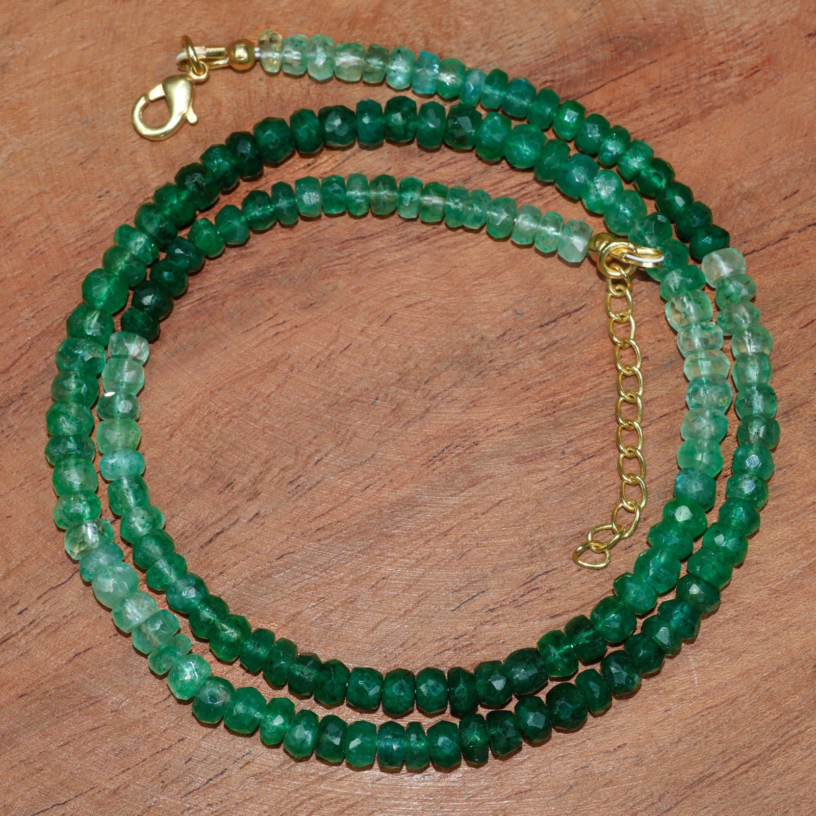 Genuine Faceted Emerald Gemstone Beads Necklace, Green Emerald Beaded Necklace