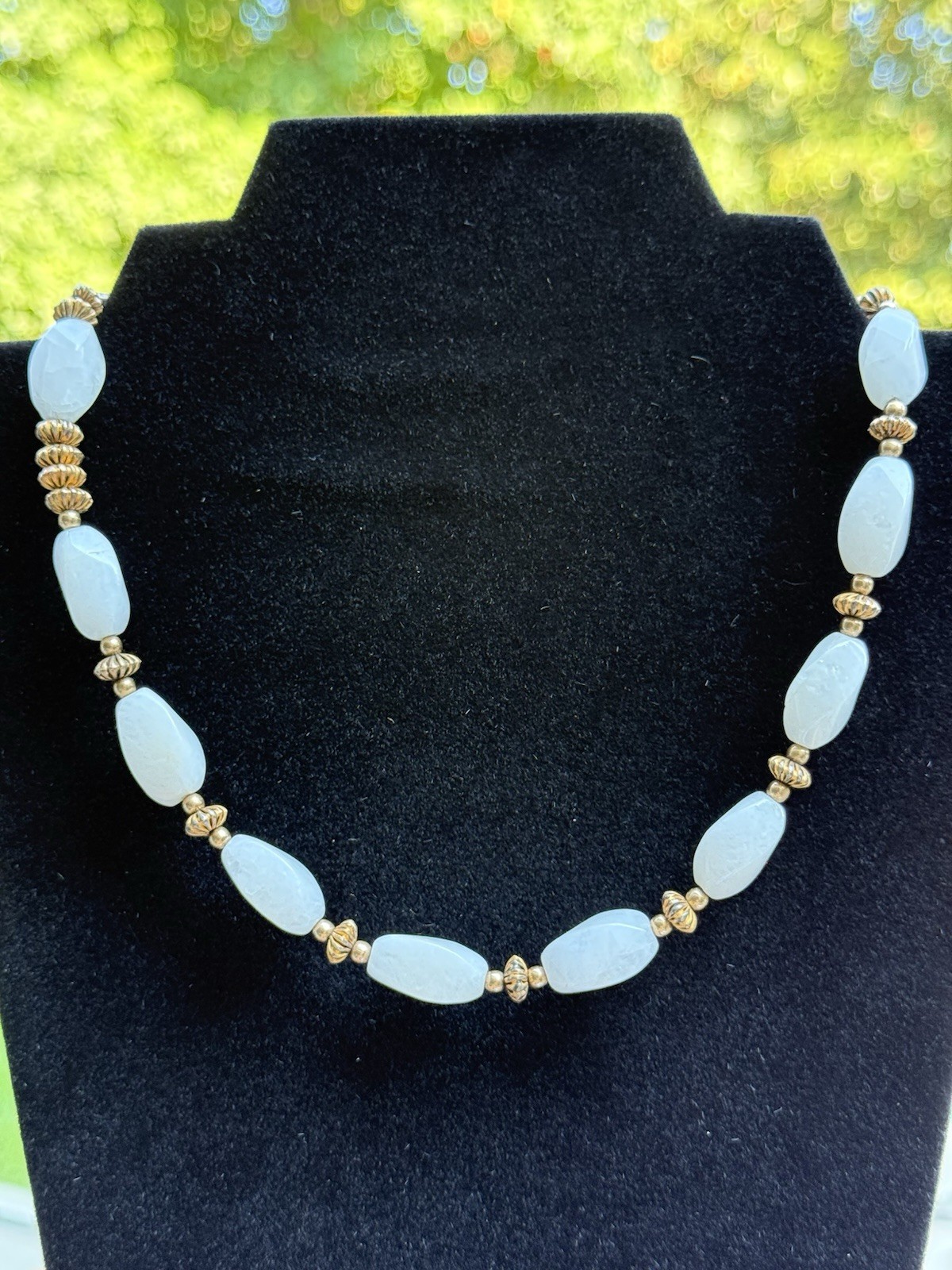 NWT White Quartz Necklace & Earring Set with 22K Gold Balinese Vermeil Beads