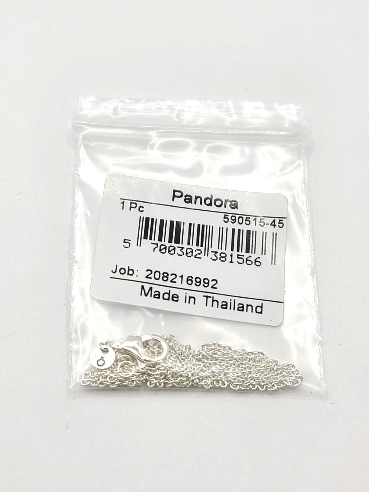 Authentic Pandora #590515-45 Chain Necklace Sterling Silver Adjustable (17in)