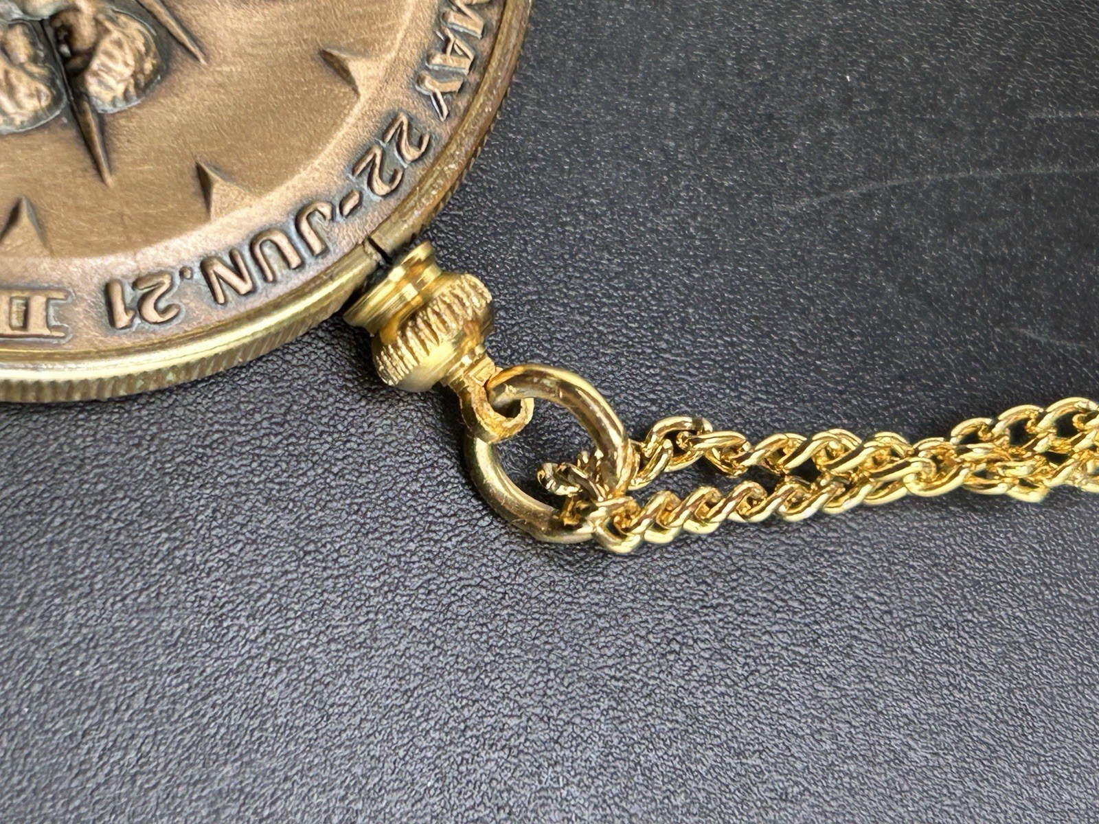 Gemini Pendant Necklace Zodiac Coin on 24″ Chain