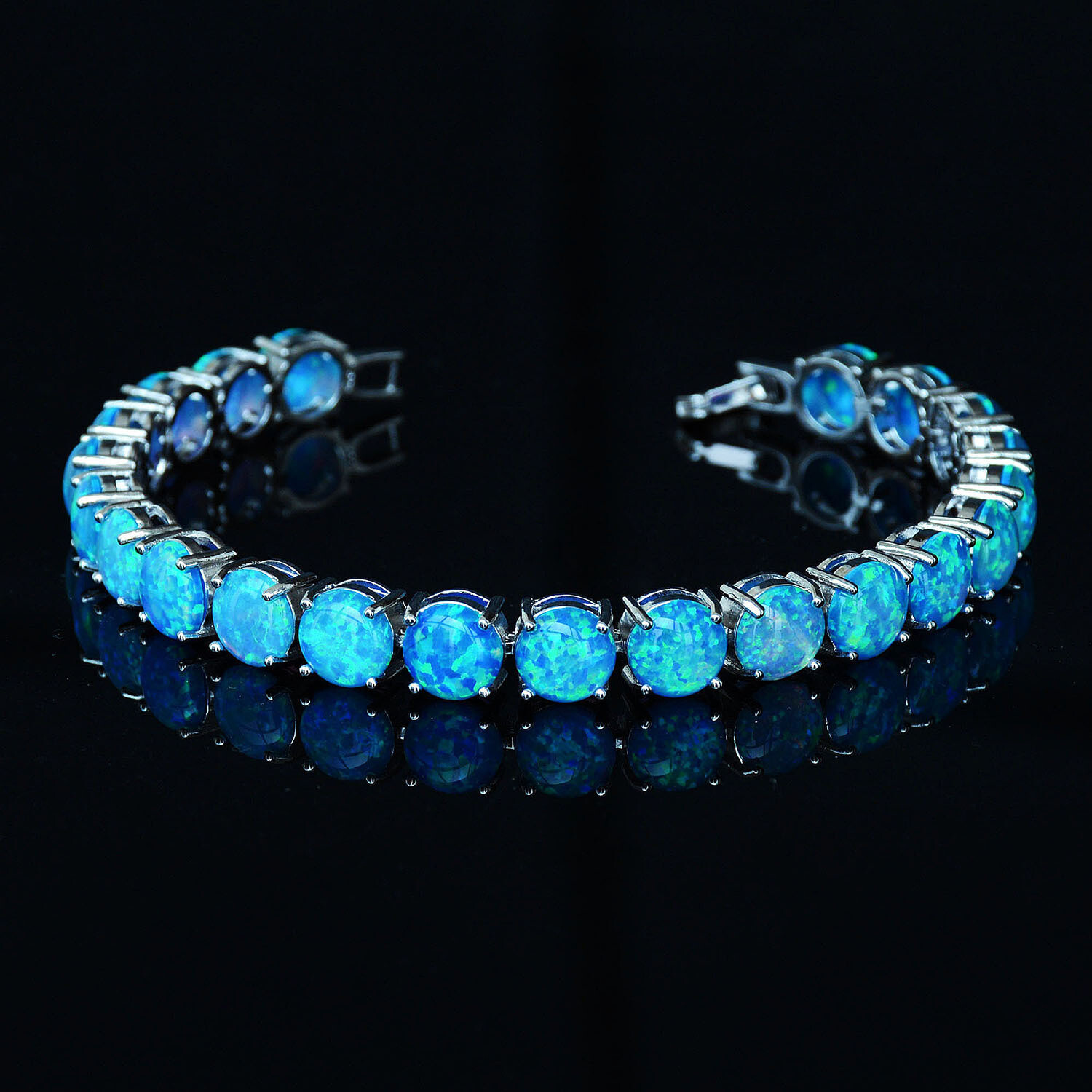 Blue Opal Tennis Bracelet, October Birthstone, Opal Jewelry, Opal Bracelet