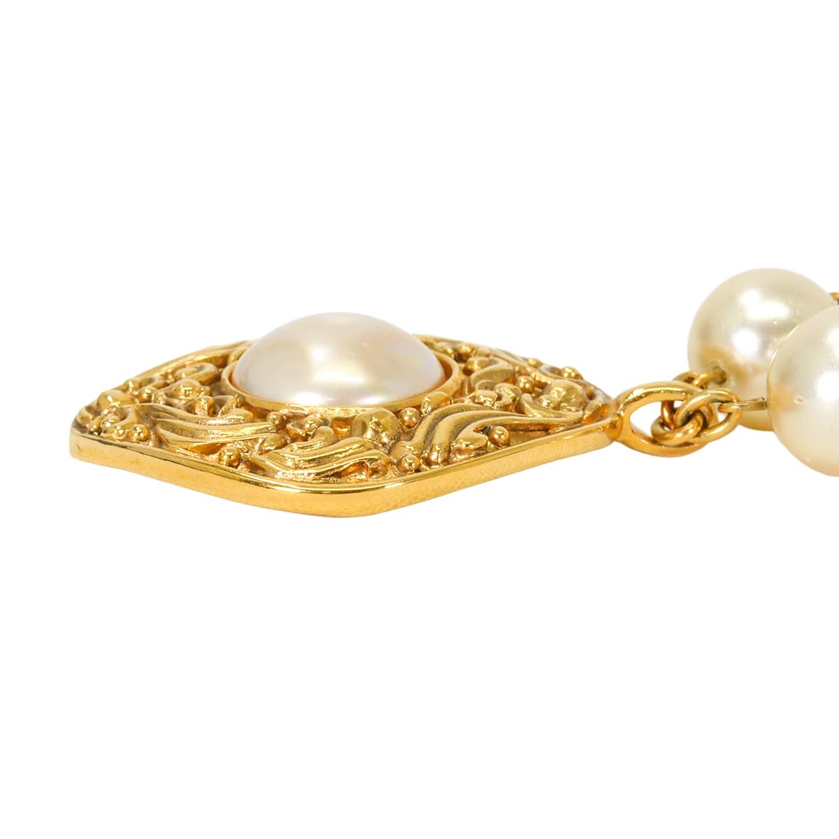 [Pre-loved] CHANEL Pearl COCO Mark Vintage Gold Gold HW necklace[USED SA][Au…