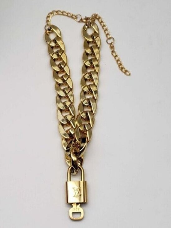 Gold-Plated Necklace with Authentic Louis Vuitton Padlock