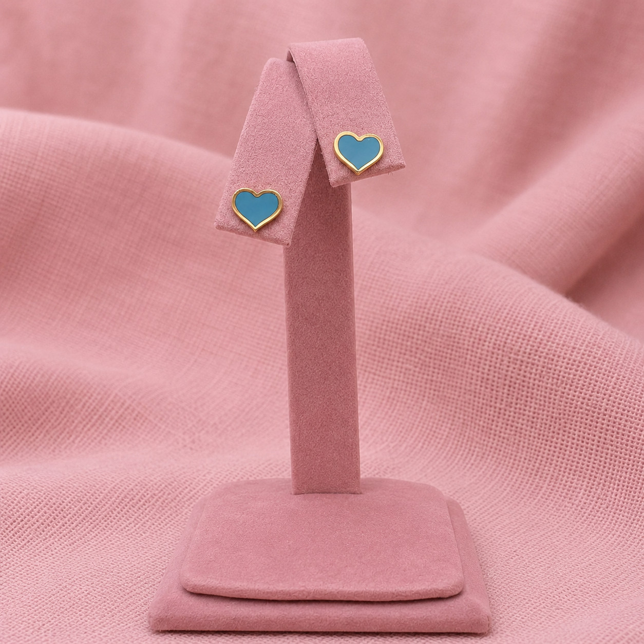 Heart shape colourful Stud Earrings , Brass metal Earrings, Gift for Her