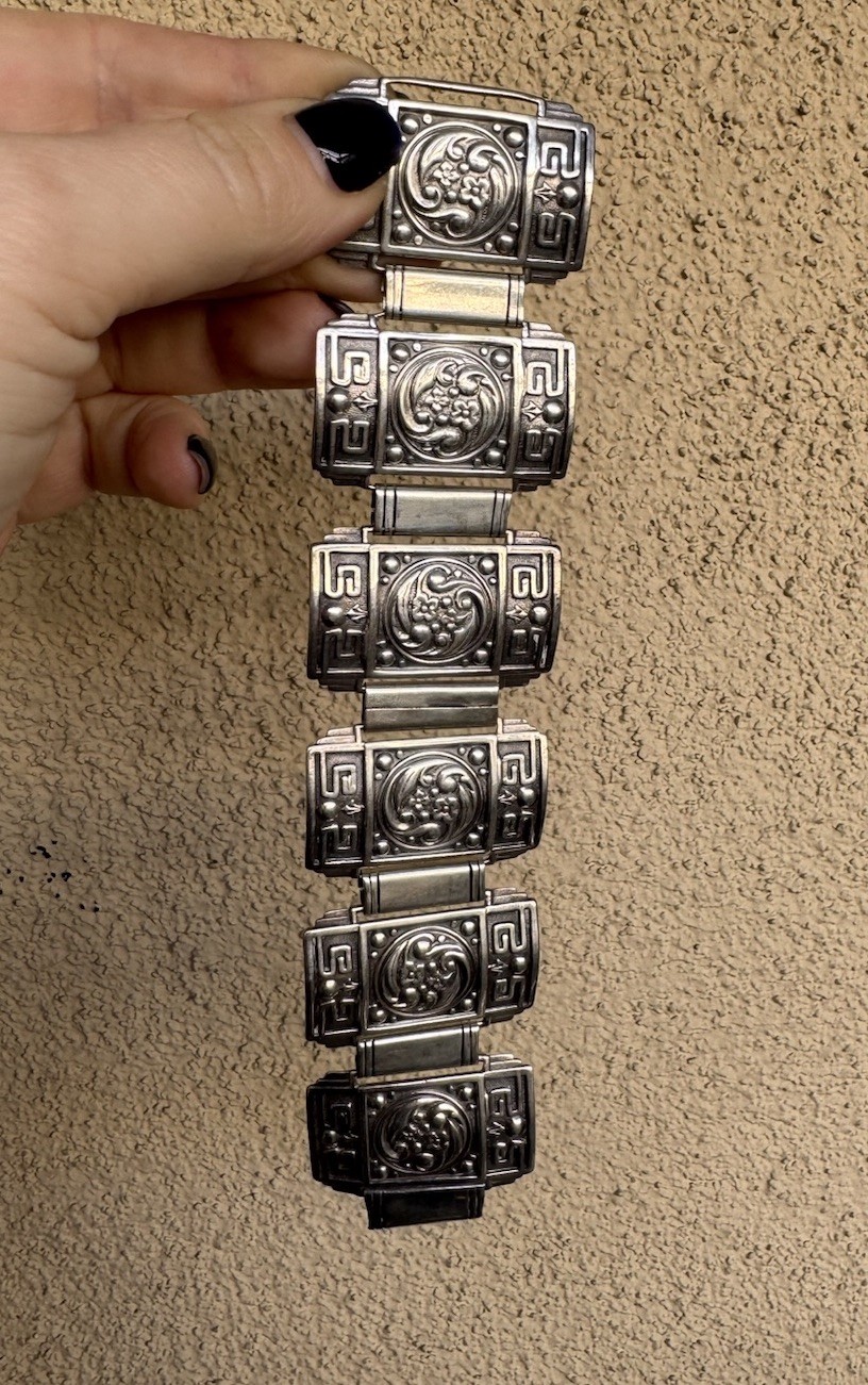 Vintage Candida Sterling Silver 63.6 gr Panel Wide Bracelet #1