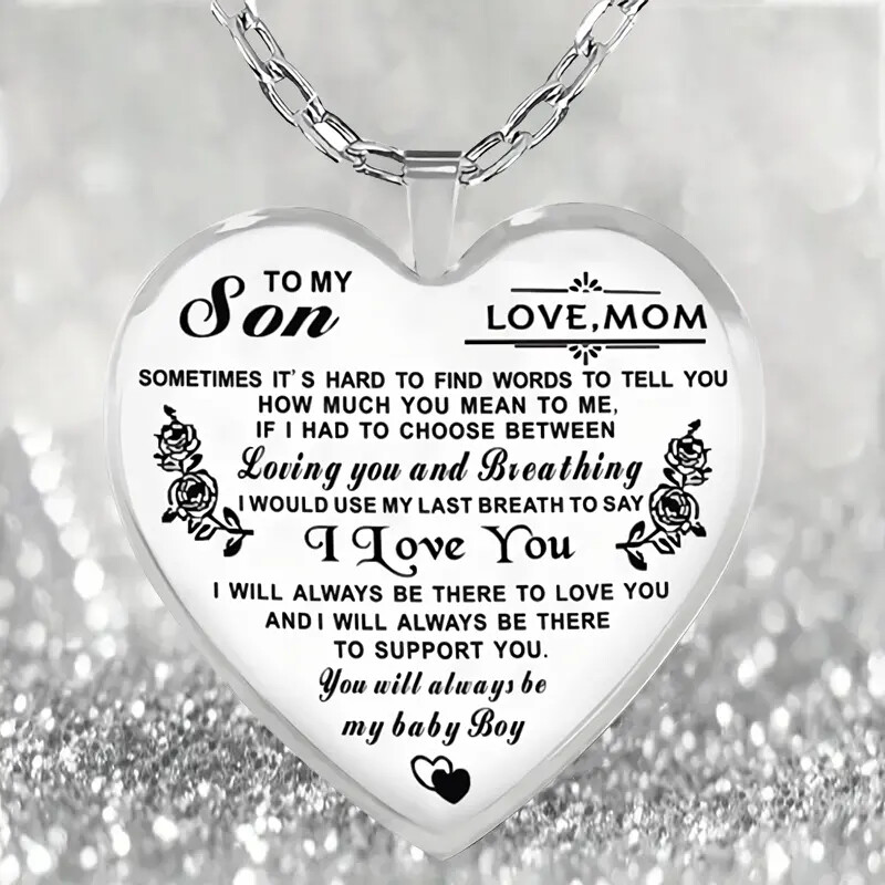 To My Son Heart-shaped Pendant Necklace