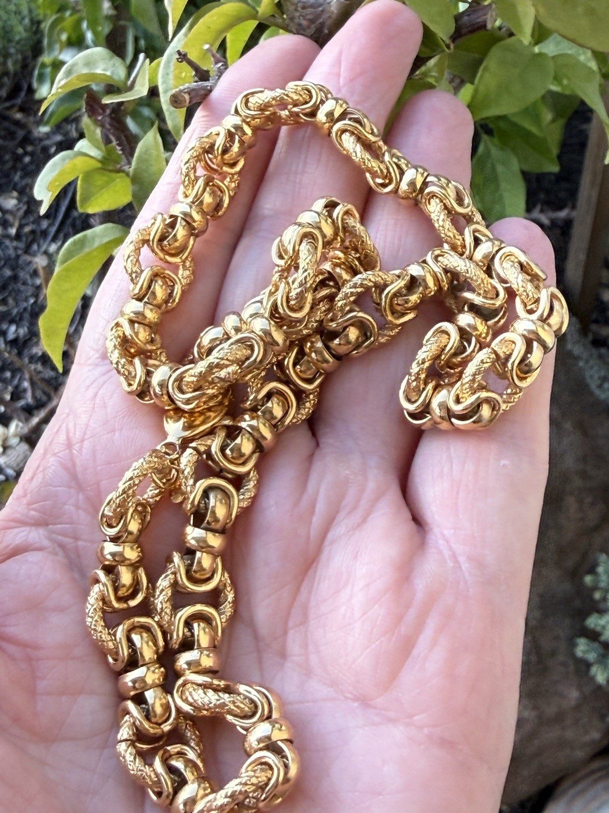 Premier Designs Heavy Link Smooth & Textured Byzantine Link Necklace Gorg!