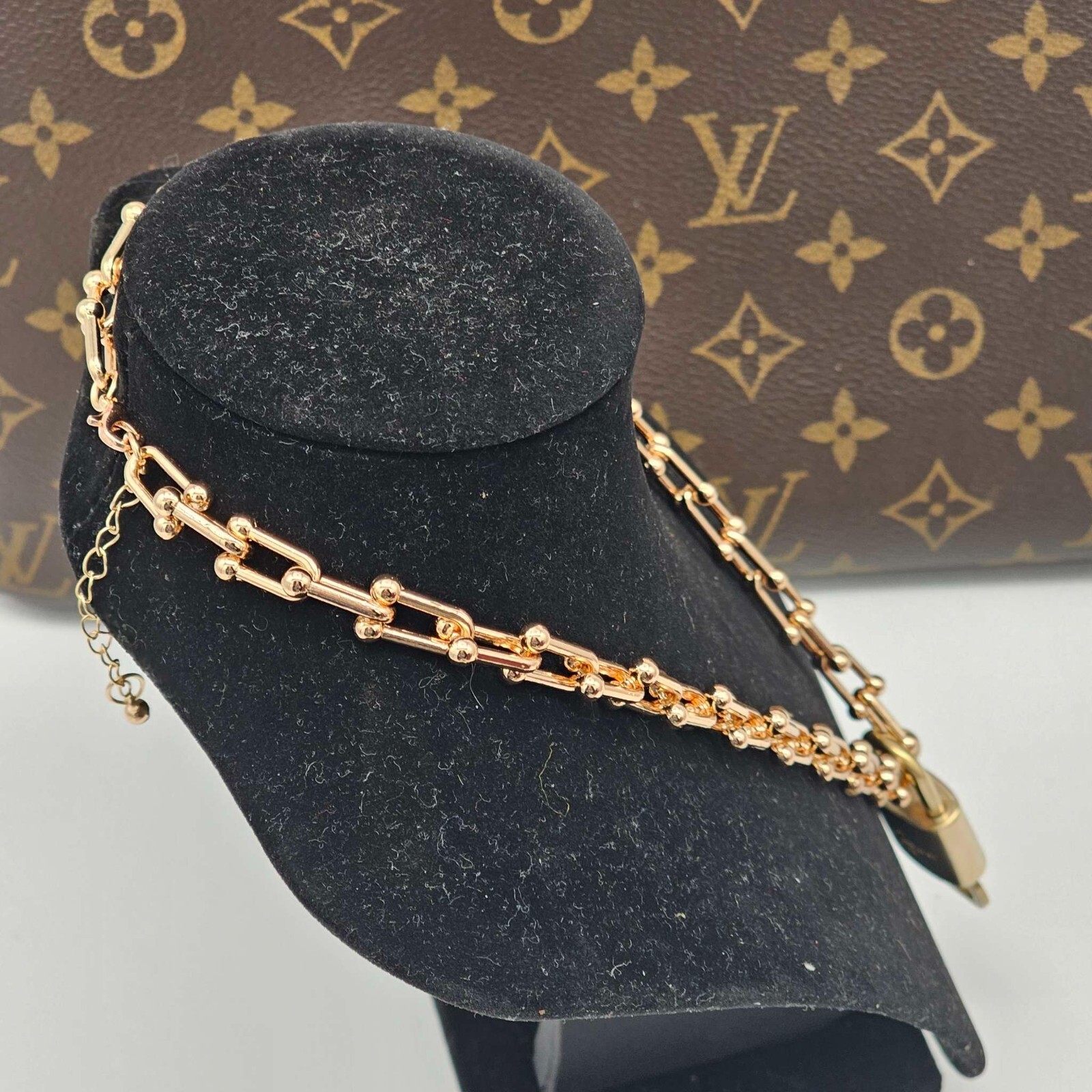 Authentic Louis Vuitton Lock & Key with Unbranded Gold Plated Chain Necklace