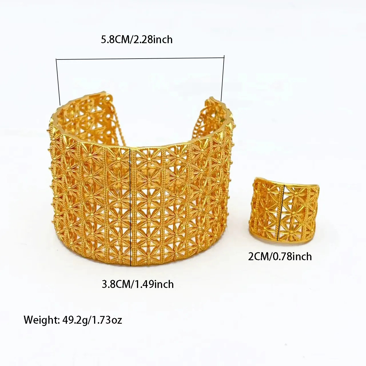Indian Gold Color Tassel Bracelets Ring for Women Dubai African Hard Charm Bangl