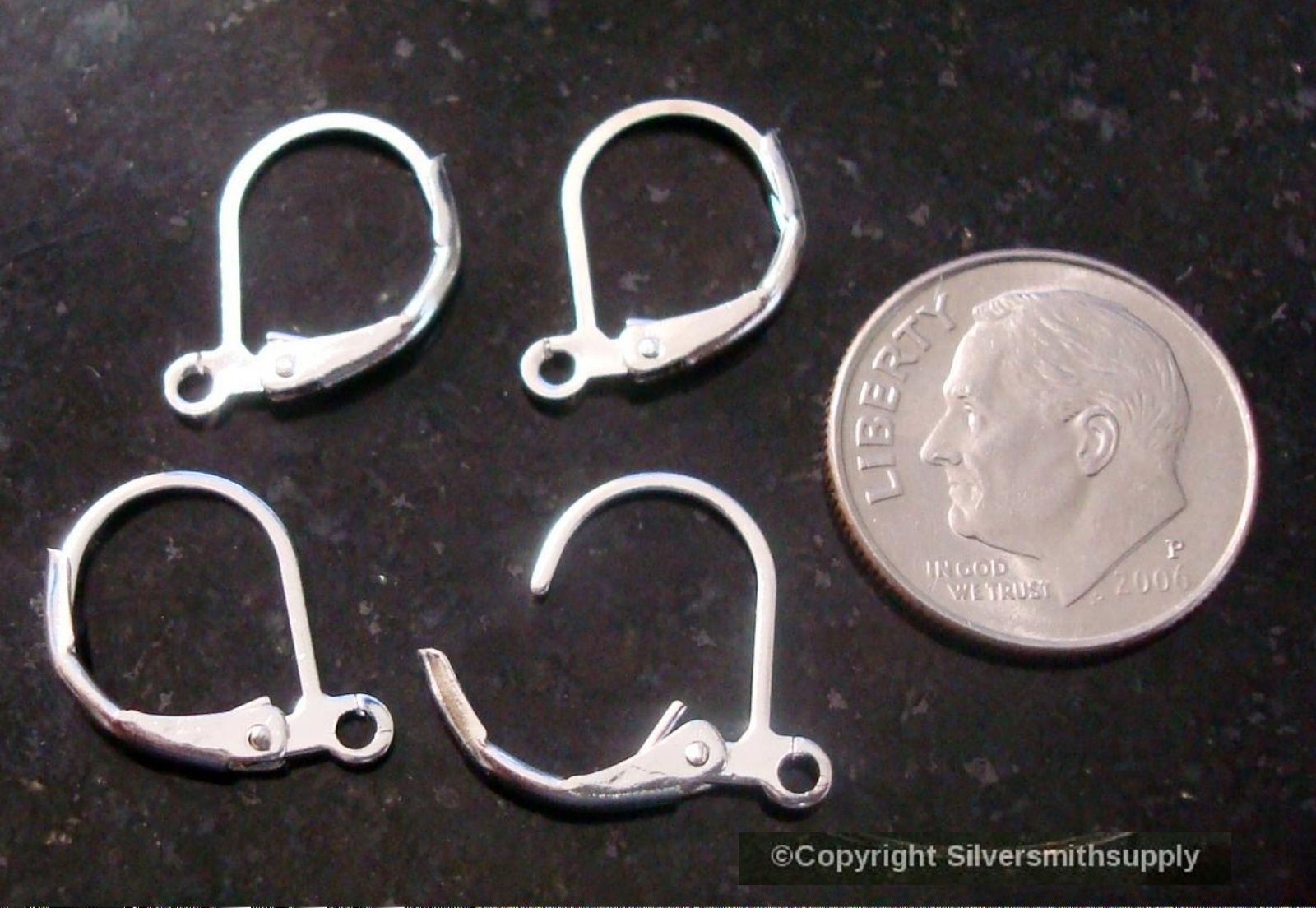 4 Lever Back Earring Findings Silver Plated loop 13x10mm earring findings FPE014
