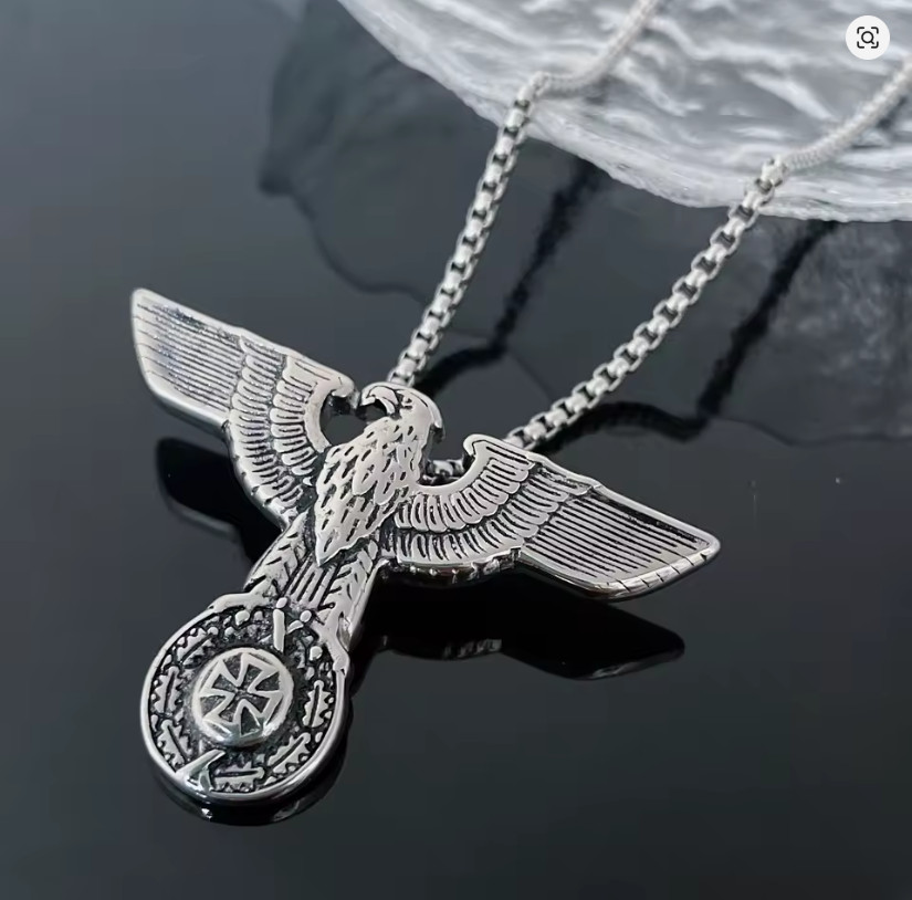German Imperial Eagle Iron Cross Reichsadler Eisernes Kreuz Pendant Necklace