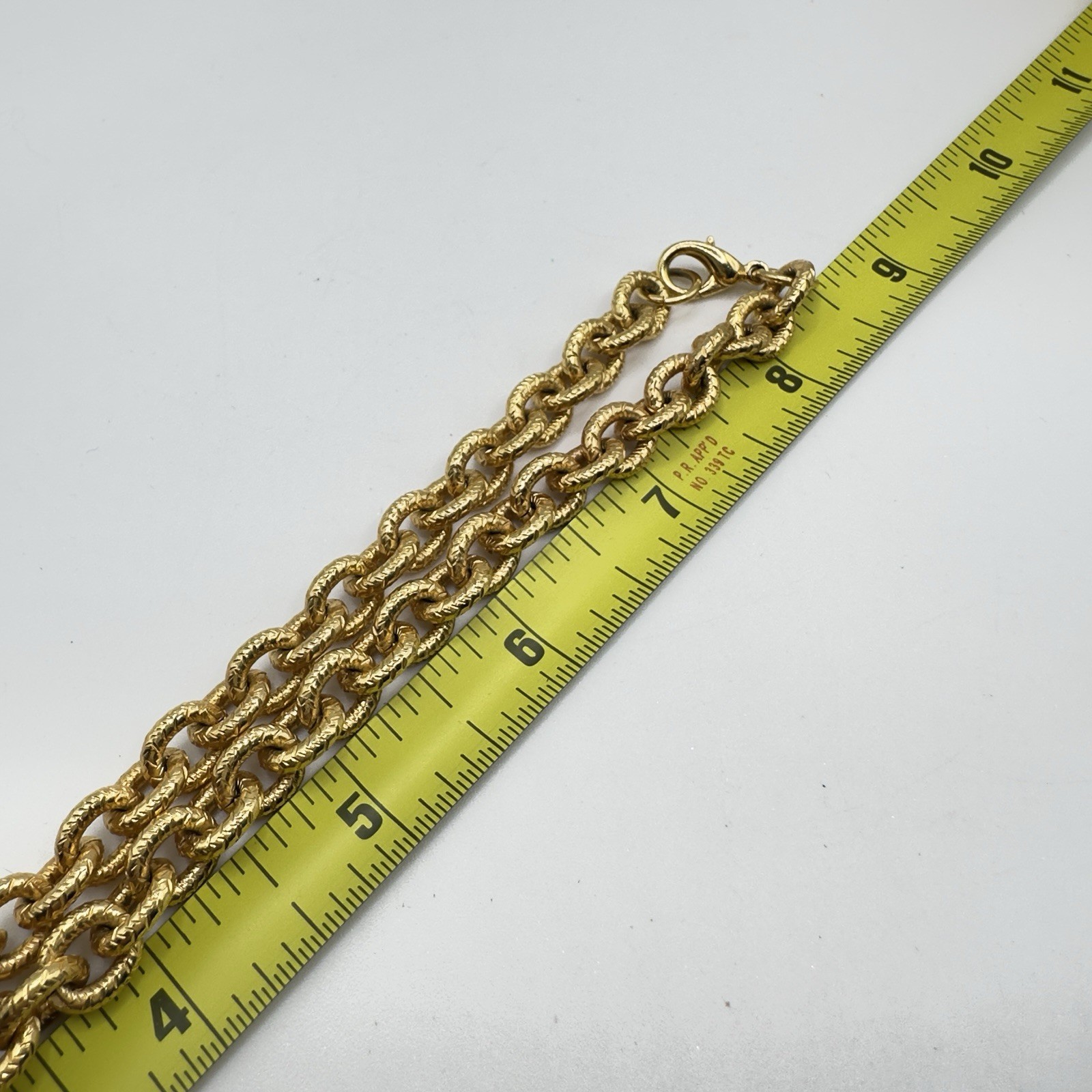 Gold Tone Necklace Textured Rolo Link Chain 16″ Heavy Layering Beautiful Quality