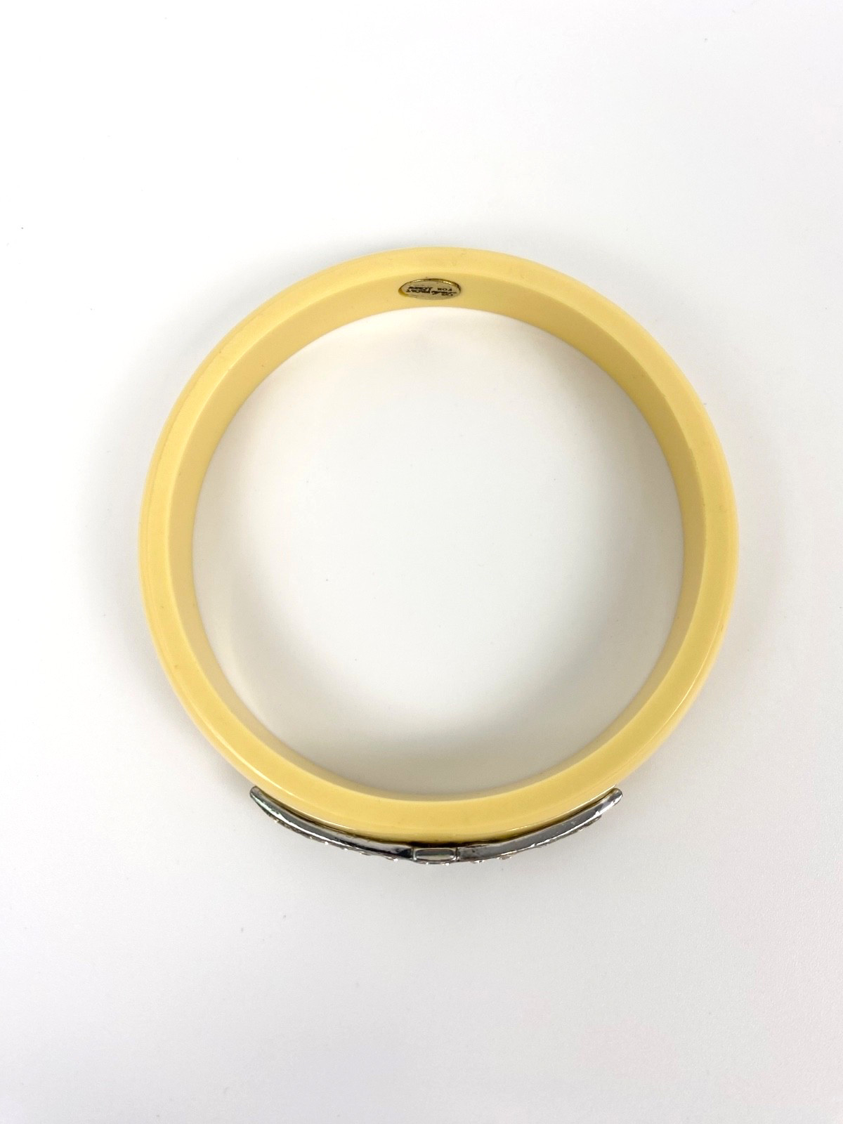 Lulu Frost J. Crew Art Deco Bracelet Bangle Ivory Resin Pave Rhinestone Crystal