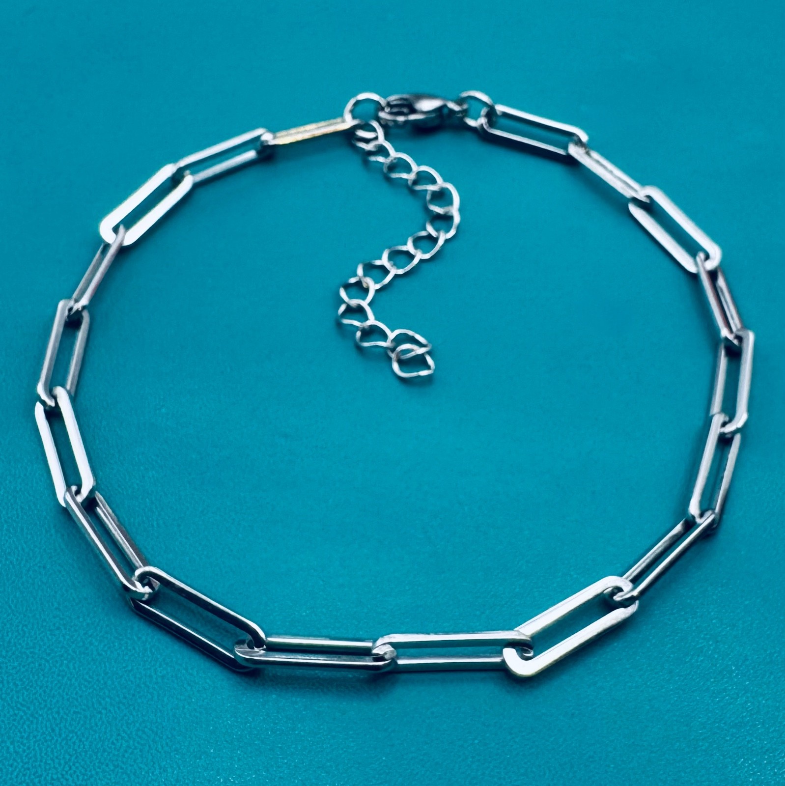 Brand New Stainless Steel Medium Paperclip Anklet Adjustable ~9-10.5” Waterproof