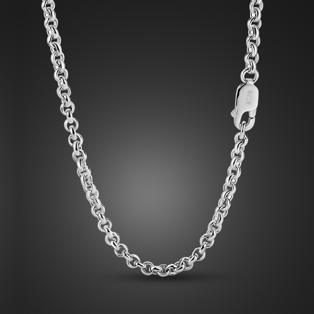 925 Sterling Silver 3mm Rolo Round Cable Chain Necklace 18″-28″ for Women & Men