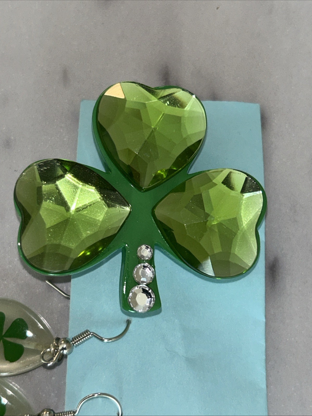Four-Leaf Clover Earrings And 3 Leaf Pin St. Patrick’s Day Theme