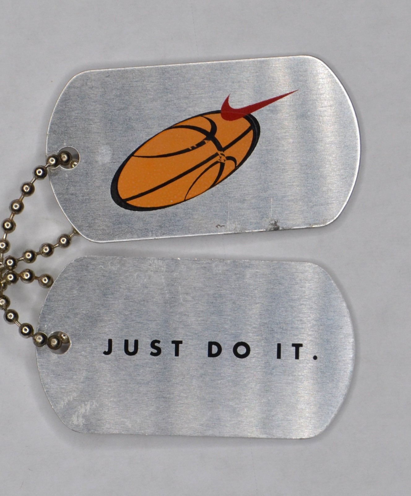 Rare Nike Just Do it Basketball swoosh Dog Tag Pendant Metal Chain Necklace #2
