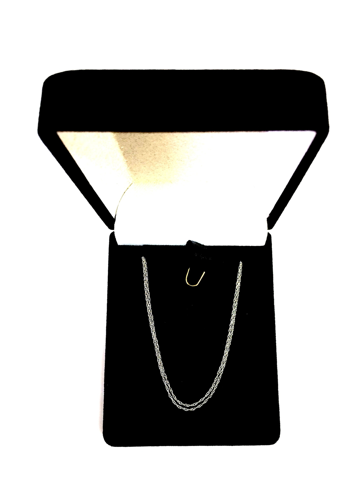 14k Real Solid Gold Rope Chain Necklace, 0.5mm (18 Inches, White Gold)