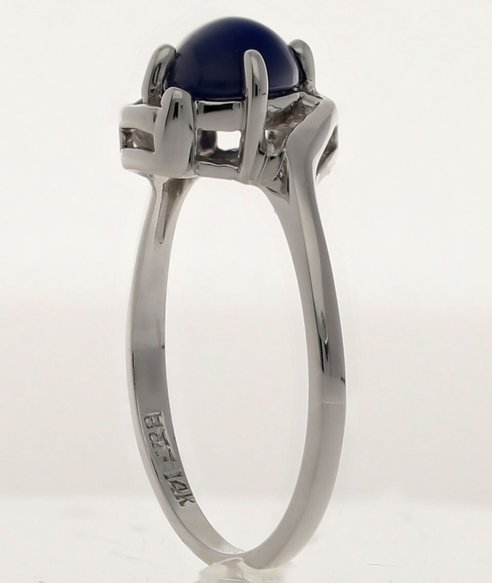 Lab Created Star Sapphire Ring 1.60CT 14K White Gold Size 6.5