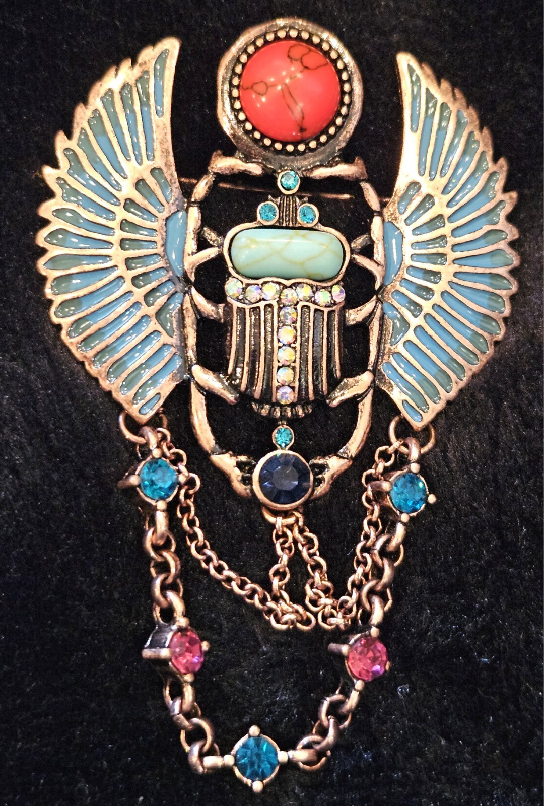 WINGED BEETLE BROOCH . EXTRAVAGANT BRILLIANT COLORFUL. CAN’T PASS THIS UP! LOOK!