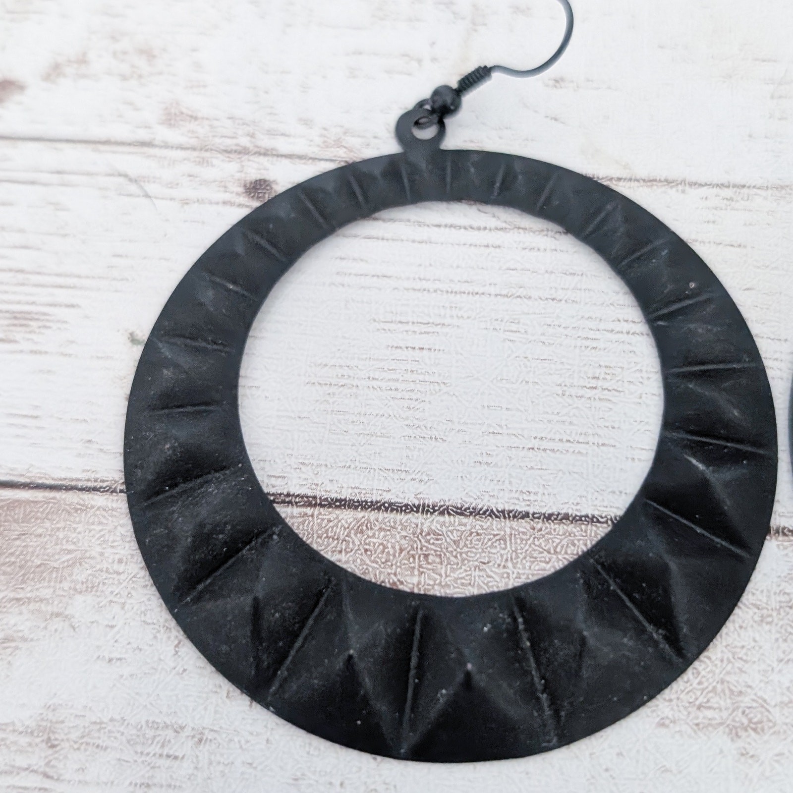 Extra Large Black Dangle Earrings 2.5″ – Fair Condition