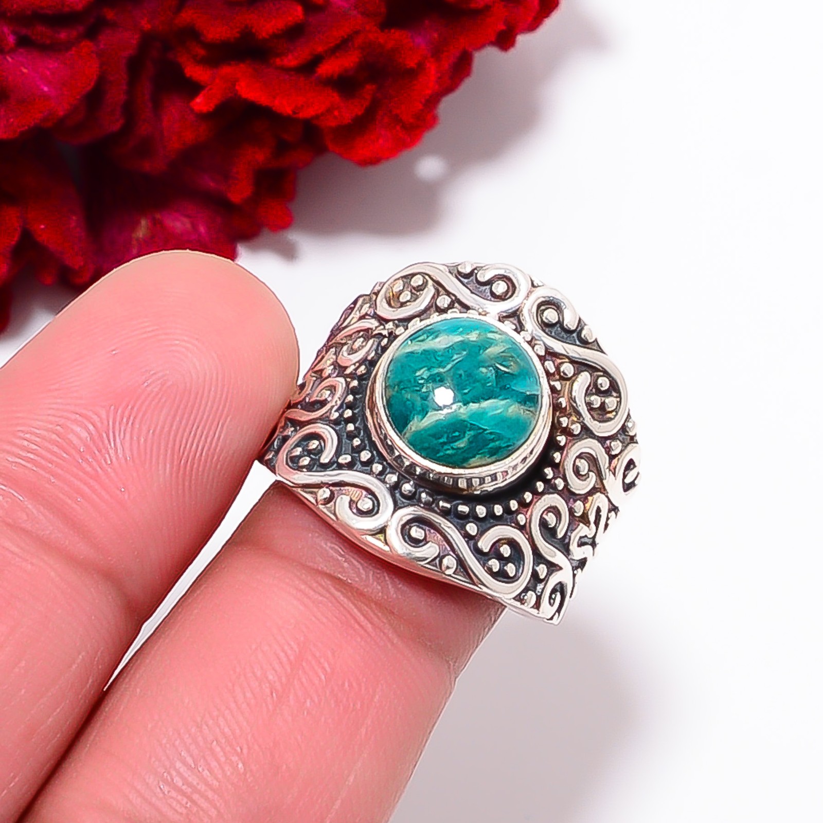 Amazonite – Colorado Mines Designer Handmade 925 Sterling Silver Ring S.8 R98329