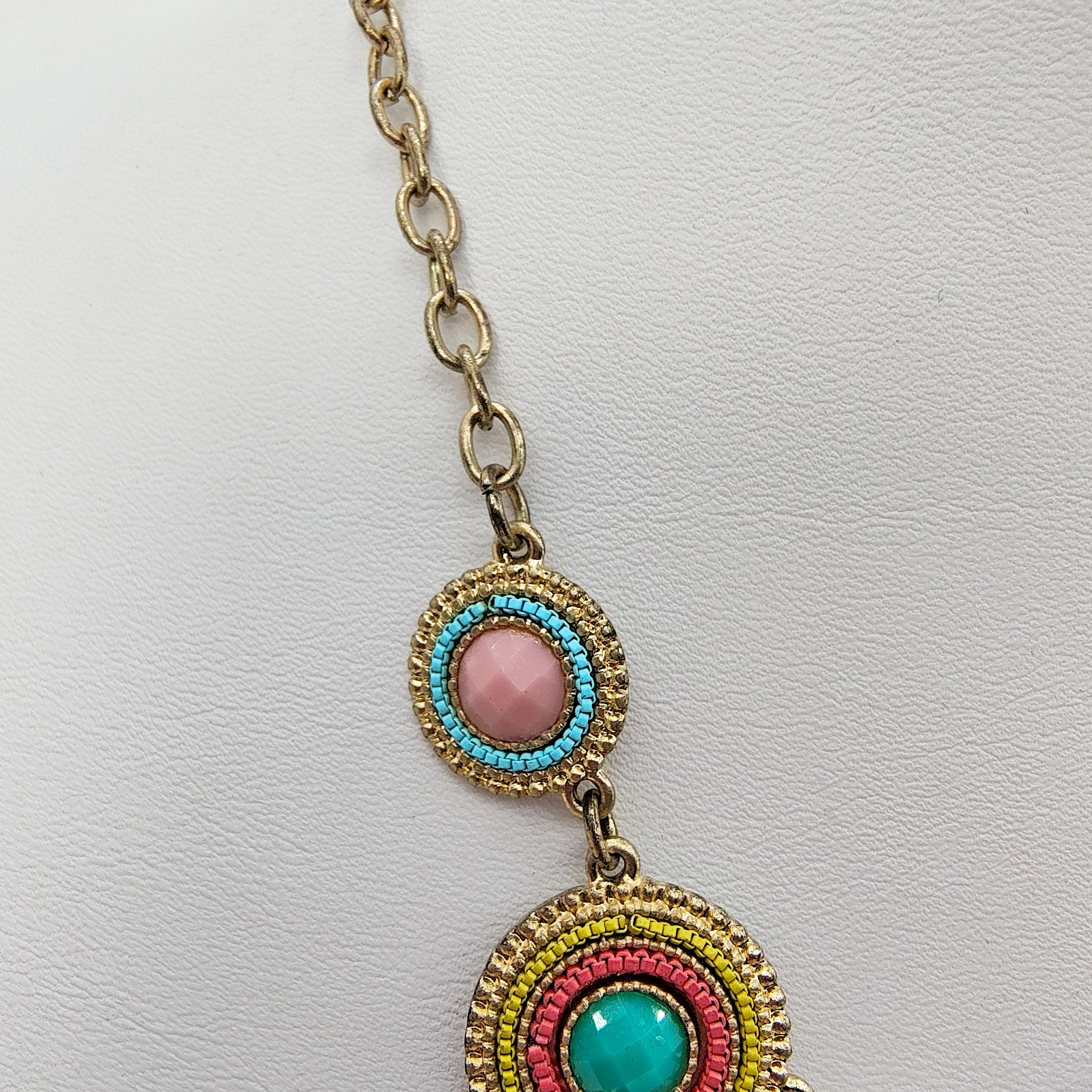 Boho Chic Beaded Medallion Bib Necklace Colorful Maximalist Ethnic Style