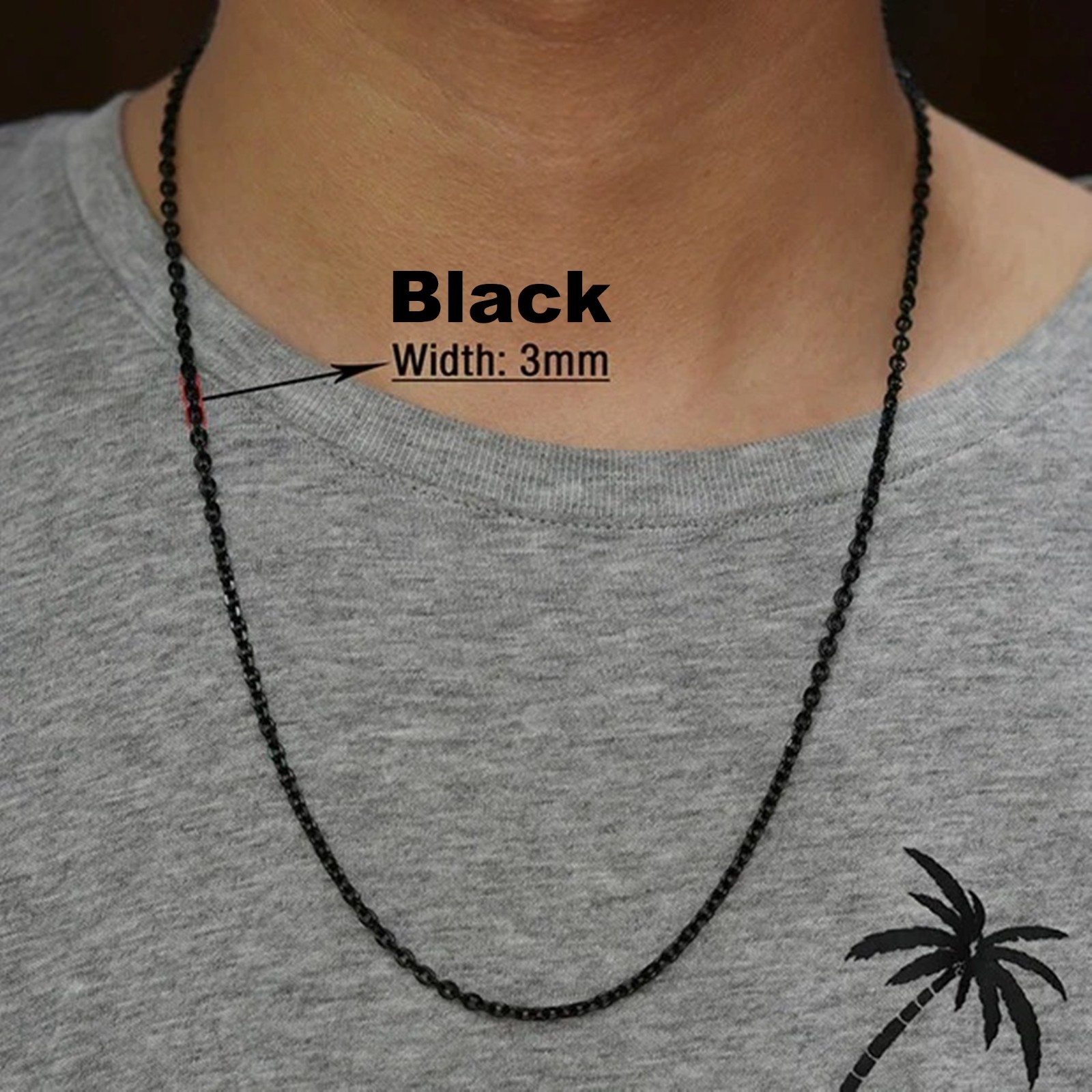 Chains Rolo Belcher Waterproof necklace stainless women men, Silver gold color