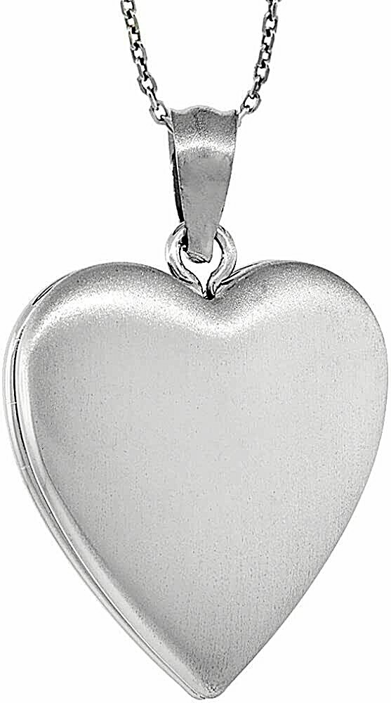 Sterling Silver Diamond Heart Locket for 2 Photo 3/4inch w/out Necklace 16-24″