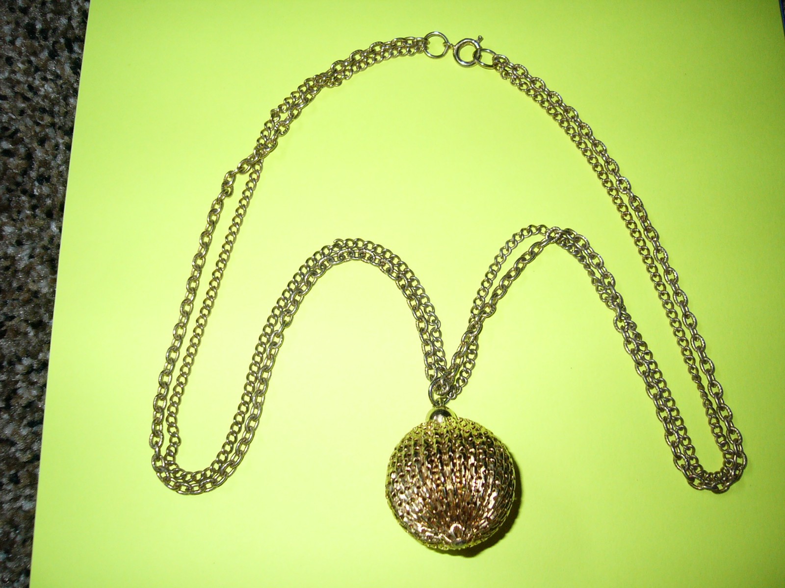 Park Lane Gold Tone Ball Sphere Pendant Double Chain Necklace in Org. Box Unused