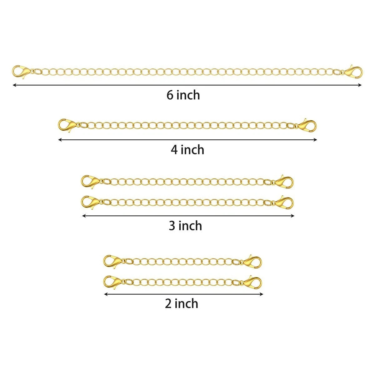 12pcs Stainless Steel Necklace Bracelet Extender Chain Extenders Silver/Gold