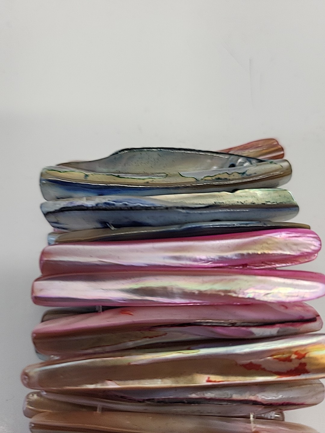 Vintage Chunky Beautiful Multicolor Mother Of Pearl Abalone Shell Pink Blue Gold