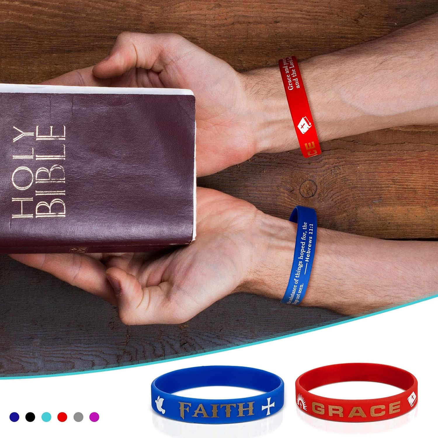 48 Pcs Christian Inspirational Bible Verses Bracelets Religious Silicone