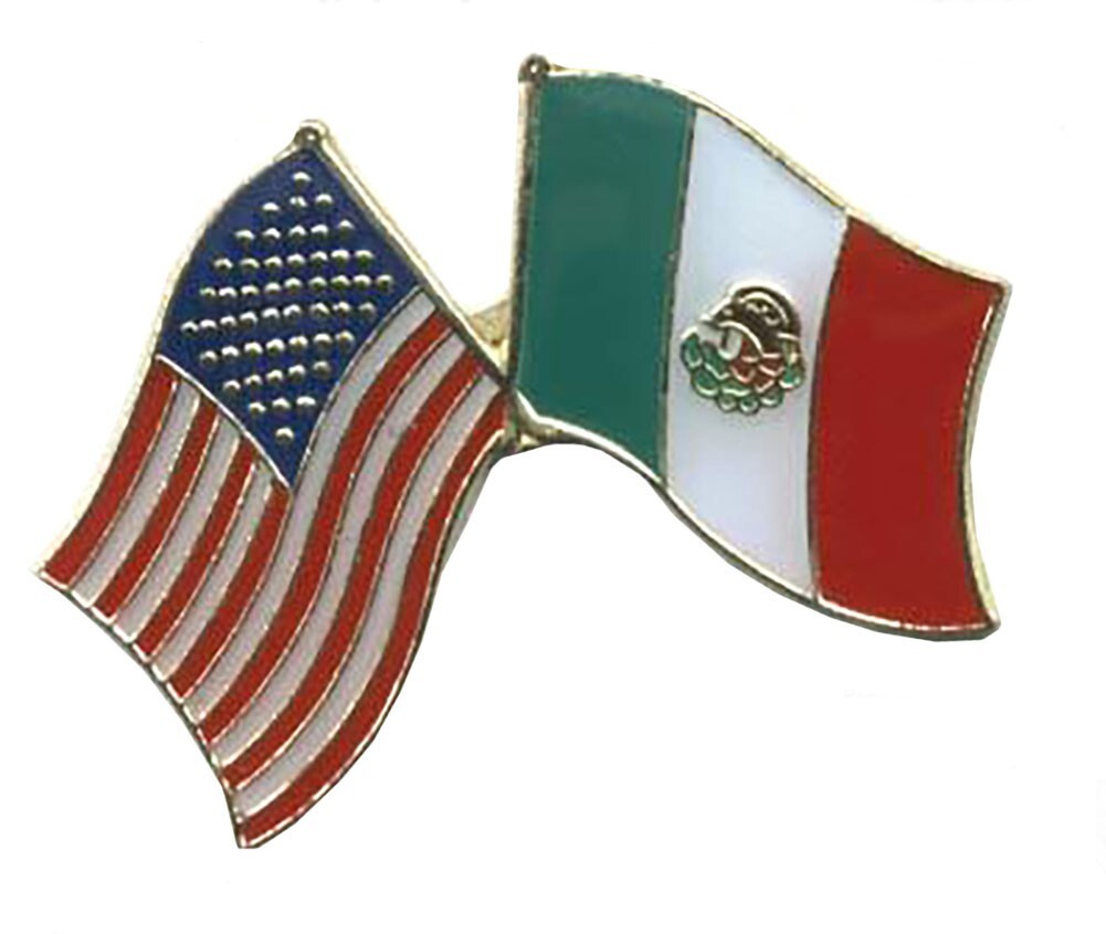 Crossed American & Mexican Flags Bike Motorcycle Hat Cap Lapel Pin HP4881