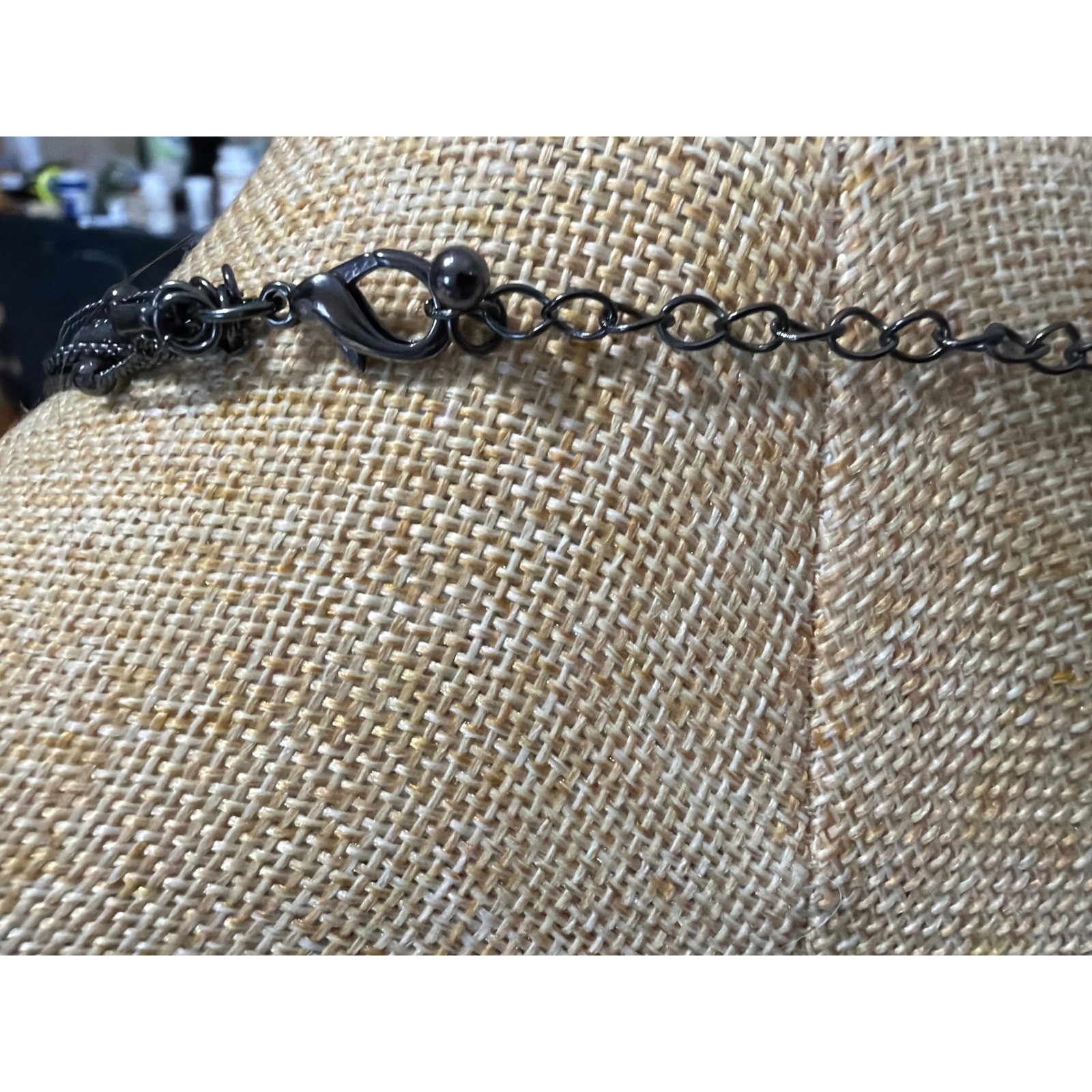 Gunmetal Multi Strand Layered Necklace Beaded Snake Chain Dark Metallic