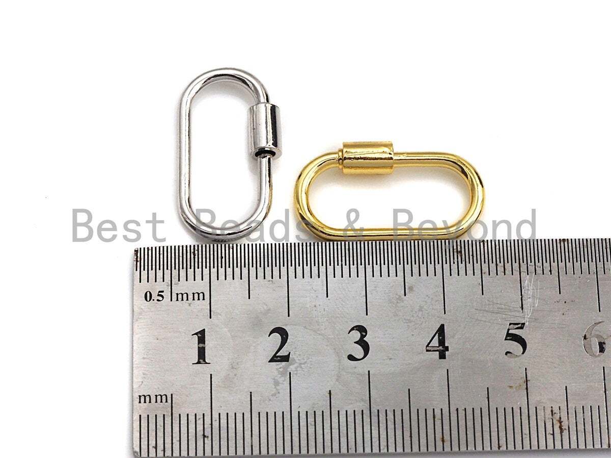 Oval Shape Clasp, CZ Pave Clasp, Gold/Silver/Rose Gold Carabiner Clasp, H191