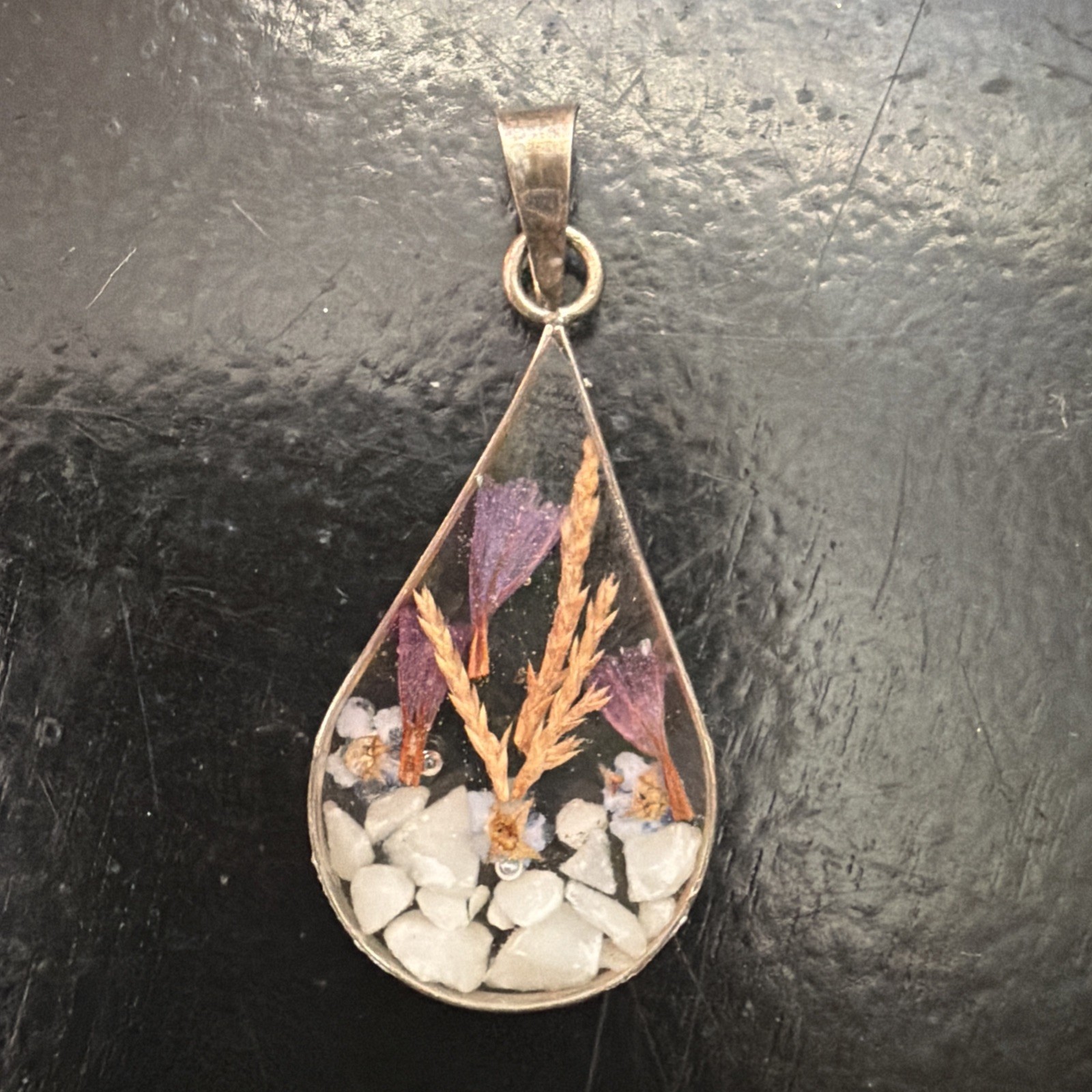 ATI Sterling Silver Resin Flower Pendant Or Charm