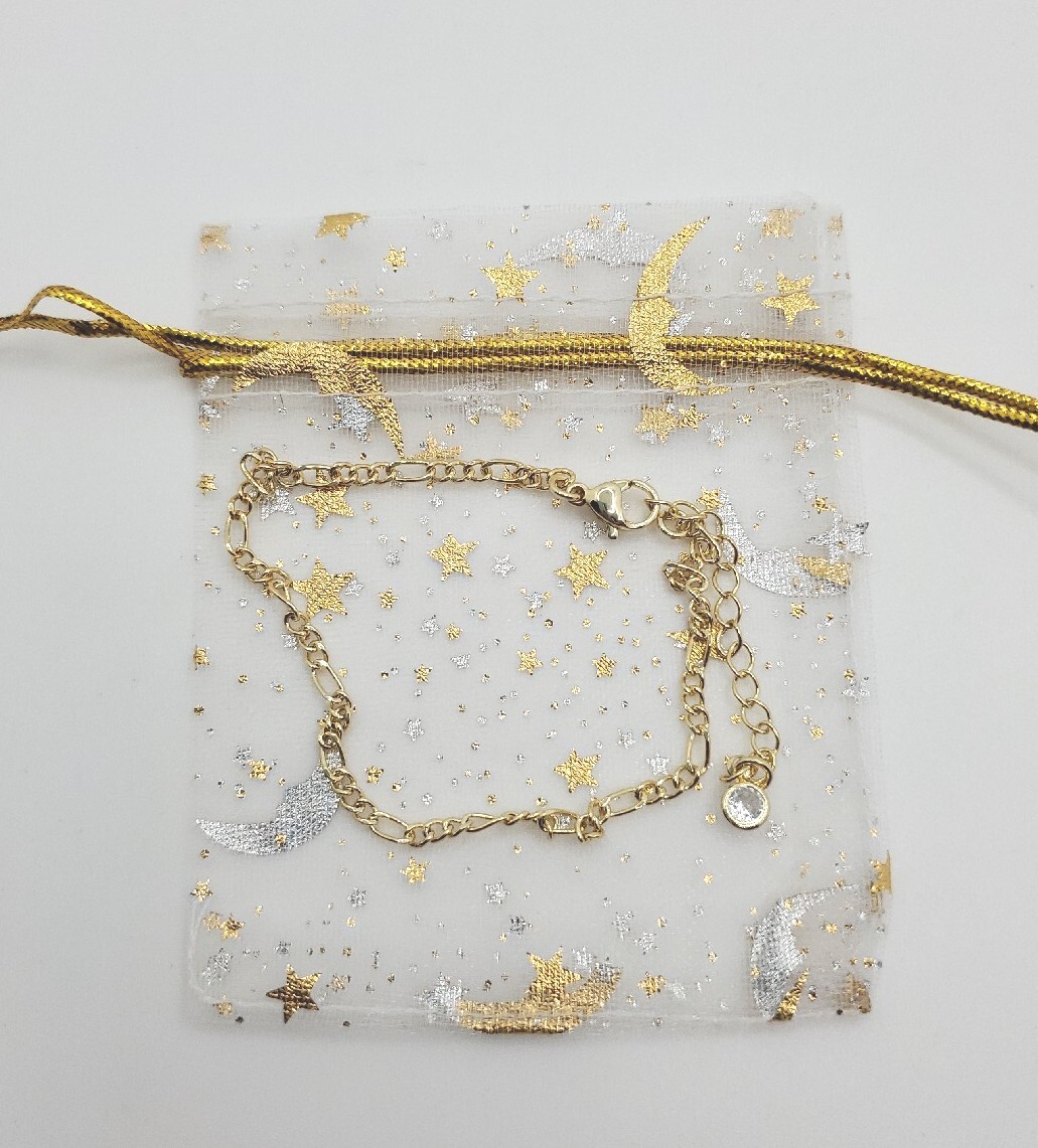 14K Gold -Plated Adjustable Figaro Chain Bracelet