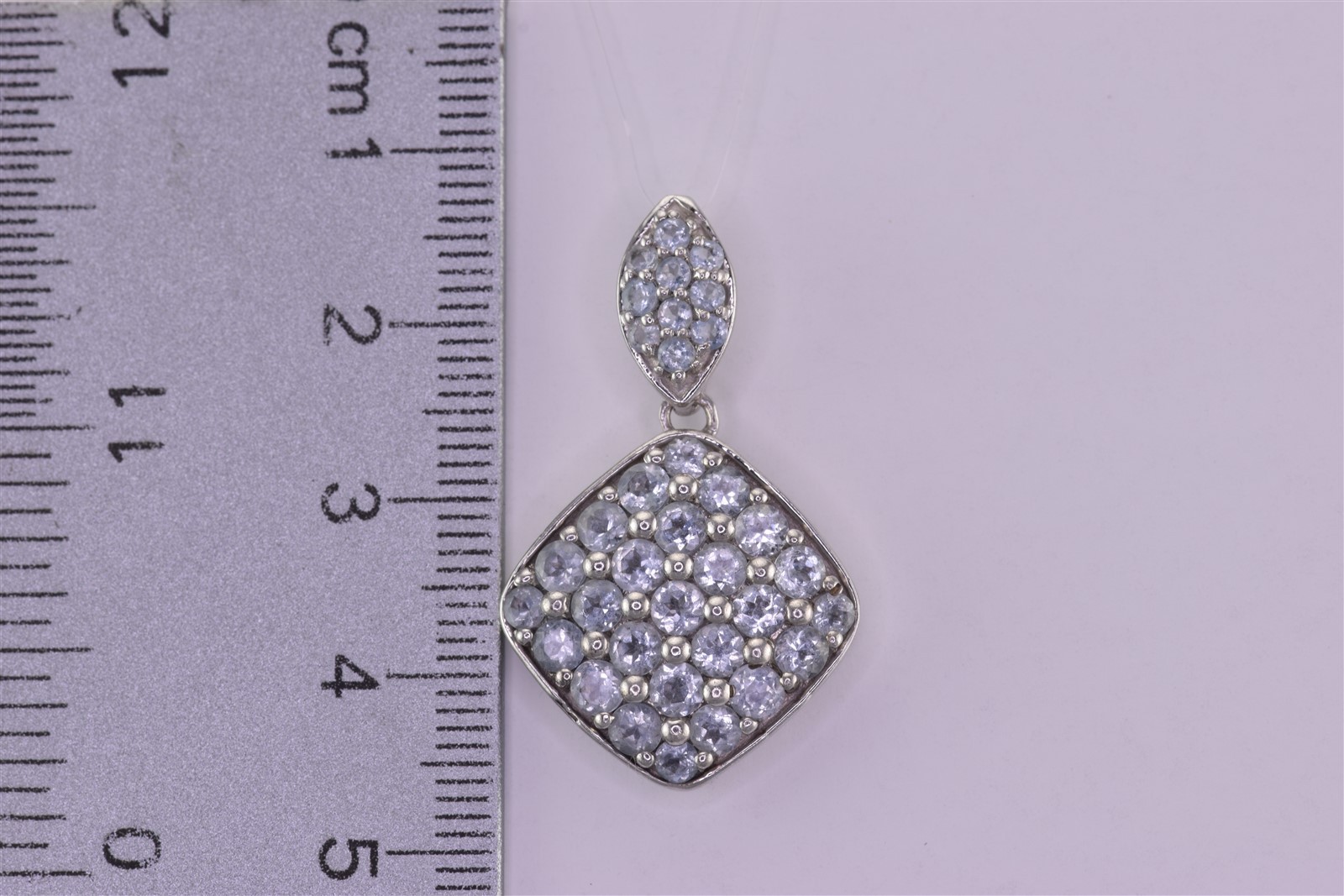 SAM Sterling Silver 32mm x 20mm Blue Aquamarine Cluster India 925 Pendant