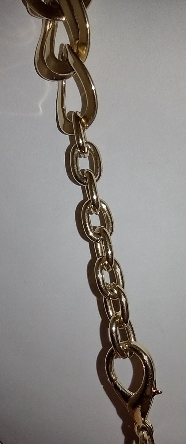 DOUBLE CURB LINK CHAIN GOLD TONE NECKLACE FASHION COSTUME 20 INCH UNMARKED