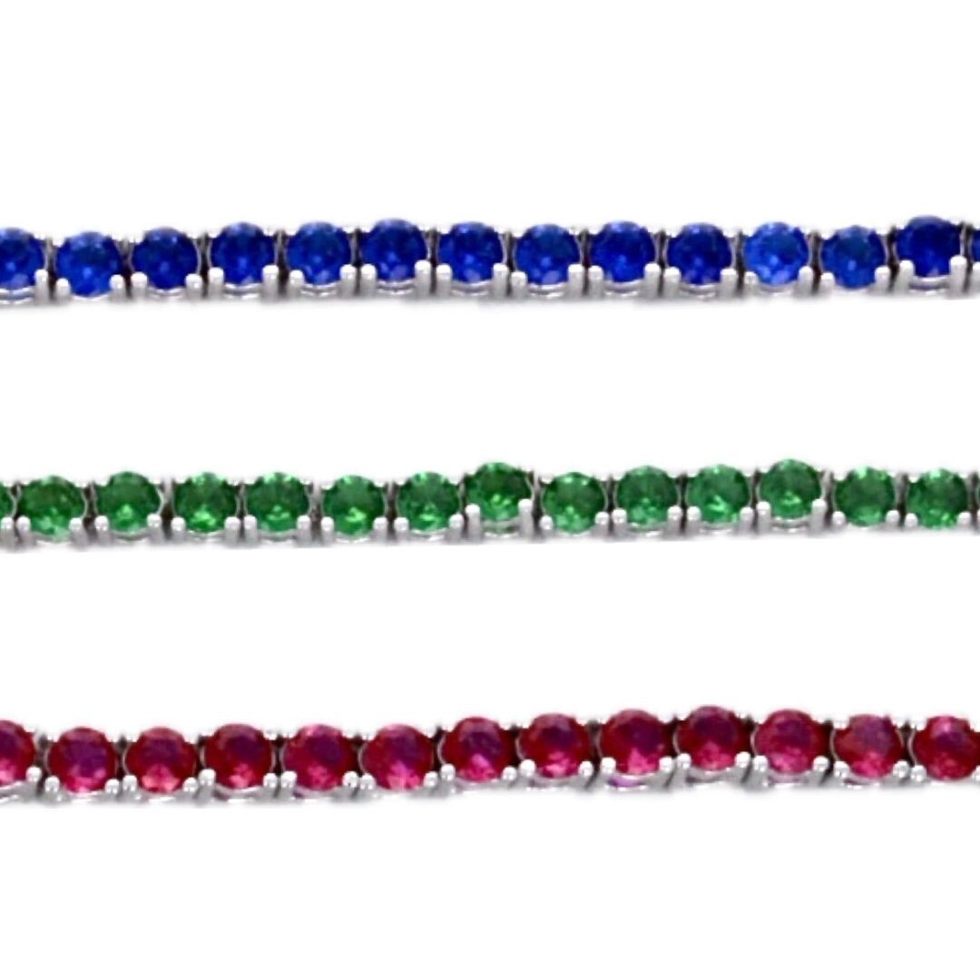 CZ Tennis Bracelet comes in Emerald, Ruby, or Sapphire, Genuine .925 Sterling
