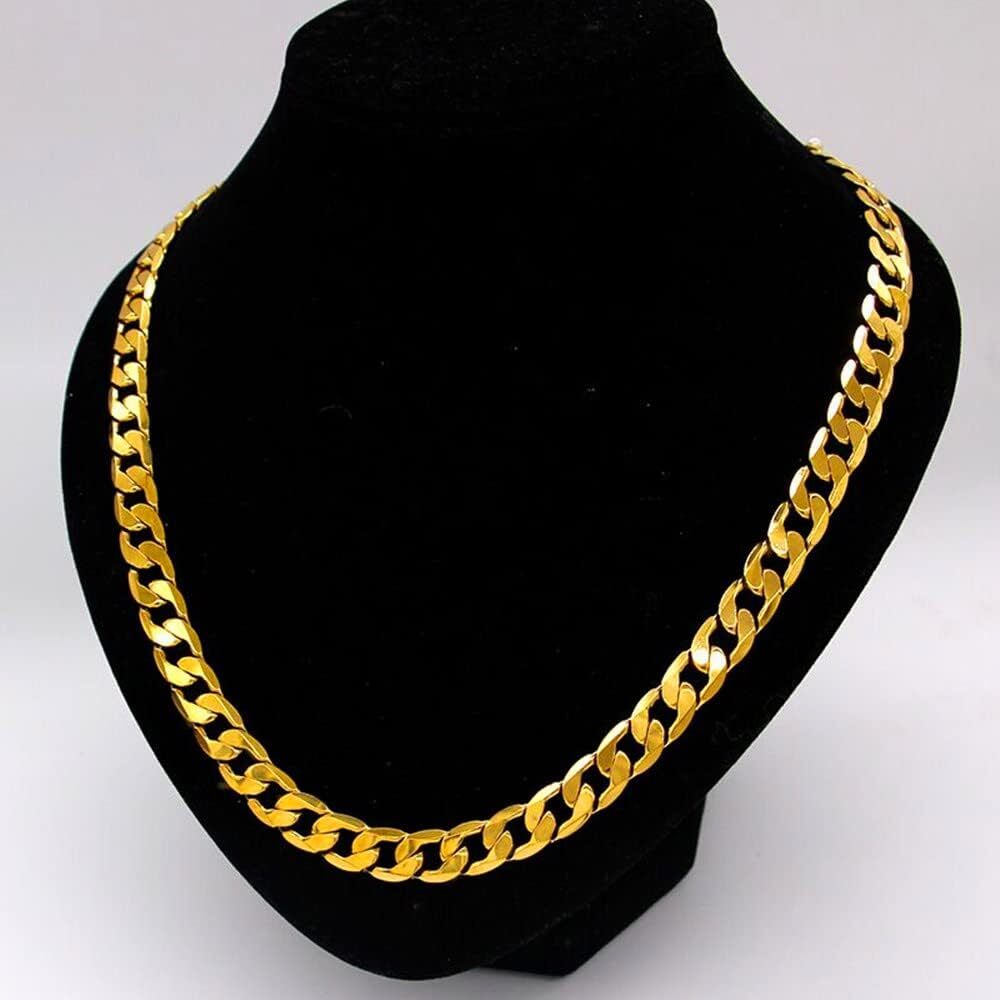 24k Real Gold Plated Beveled Cuban Link Curb Chain Necklace 24inch 4mm / 6mm/8mm