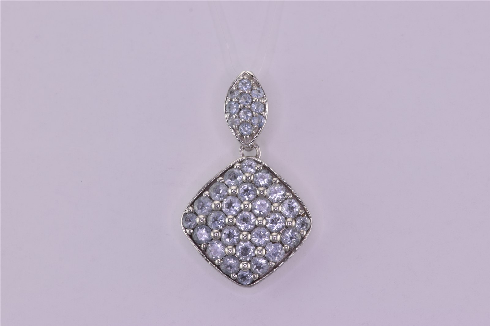 SAM Sterling Silver 32mm x 20mm Blue Aquamarine Cluster India 925 Pendant