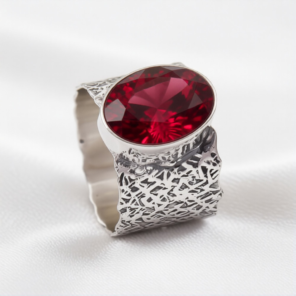 Mozambique Garnet Gemstone Handmade 925 Sterling Silver Ethnic Jewelry Ring
