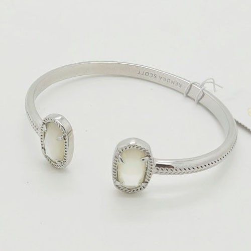 New Kendra Scott Elton Silver Cuff Bracelet in Ivory Mother-of-Pearl