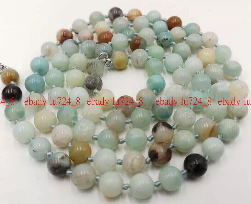 Natural Multicolor Amazonite Round Gemstone Beads Necklace 14-36” 6/8/10/12mm