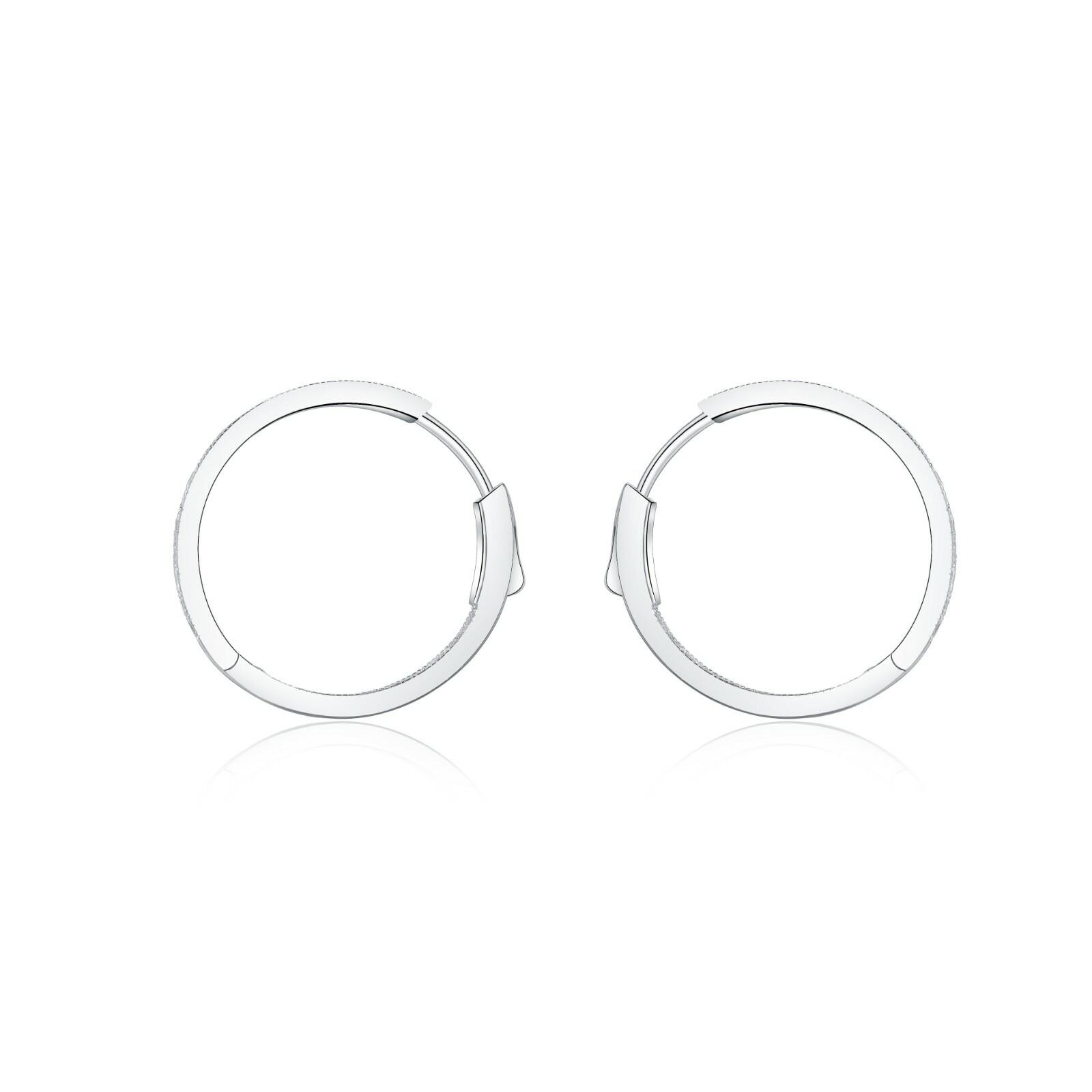 3 Ct Hoop Earrings Simulated Diamond 14K White Gold plated Silver Secure Lock