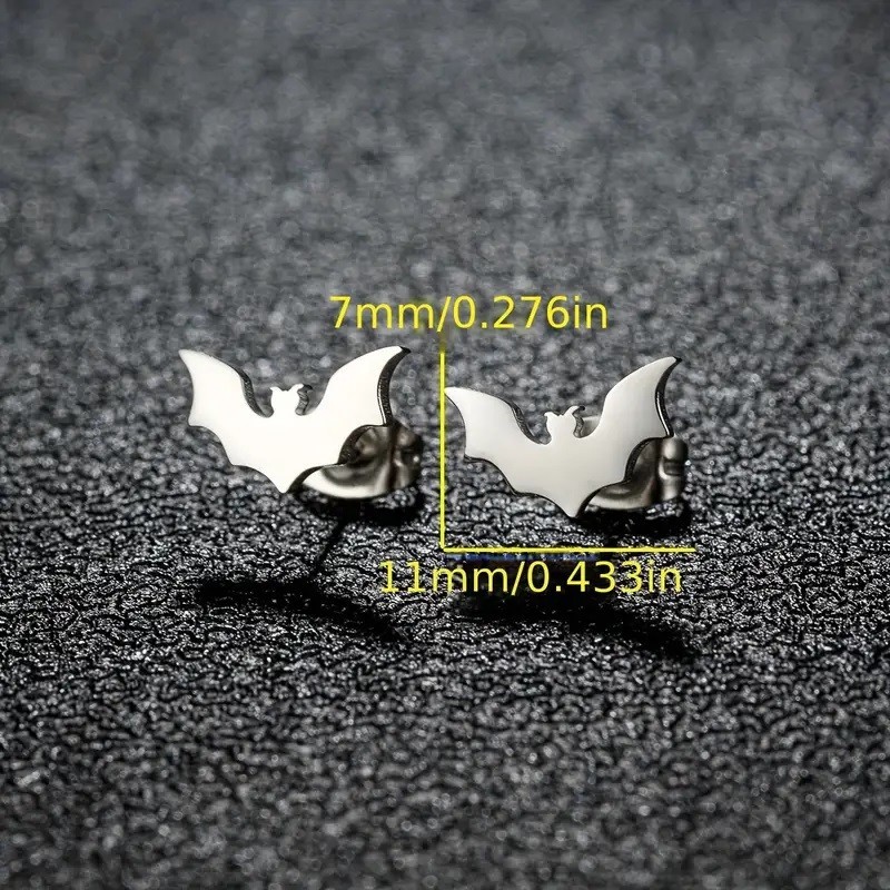 Authenic🦇 BAT STUD EARRINGS — Halloween & Gothic Stainless Steel Jewelry