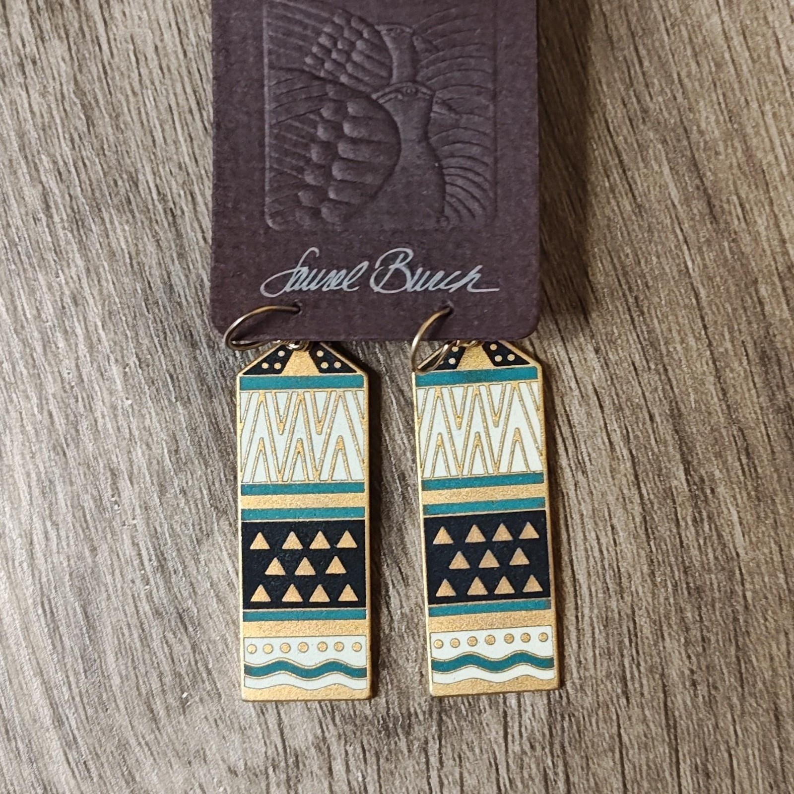 Vintage Laurel Burch Umbia Necklace Earrings Set Tribal Geometric Multi Strand